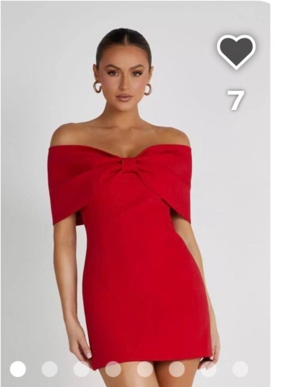 Meshki Red Off-Shoulder Mini Dress with Front Bow